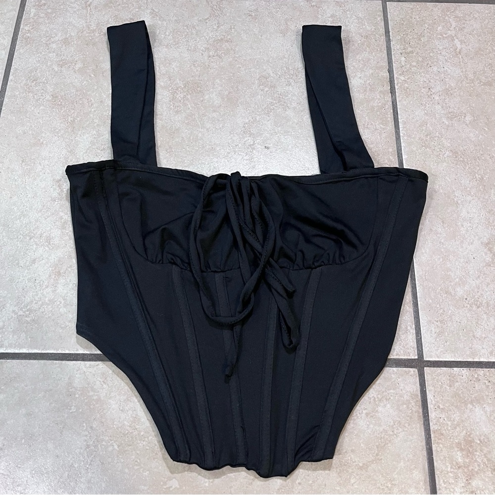 Tic toc women’s corset style top size S‎ black Sleeveless crop Sexy